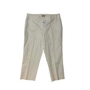 NWT Loft Women Original Fit Crop Pants 8P Straight Through Hip Off-White 1797